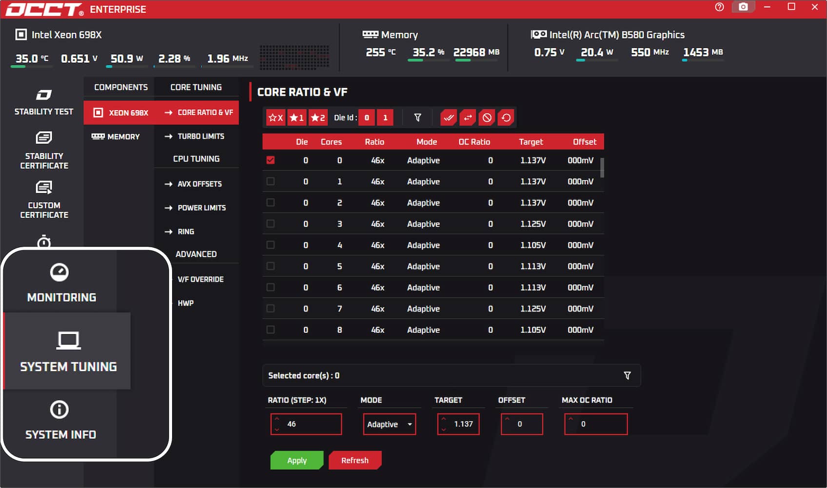 OCCT Intel Tuning Tool