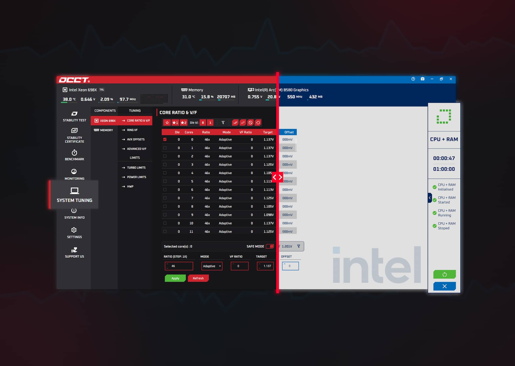 OCCT v16: New system tuning tool now available, compatible with Intel Granite Rapids