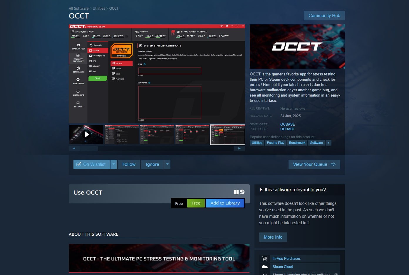 OCCT IS NOW AVAILABLE ON STEAM – DOWNLOAD TODAY! 