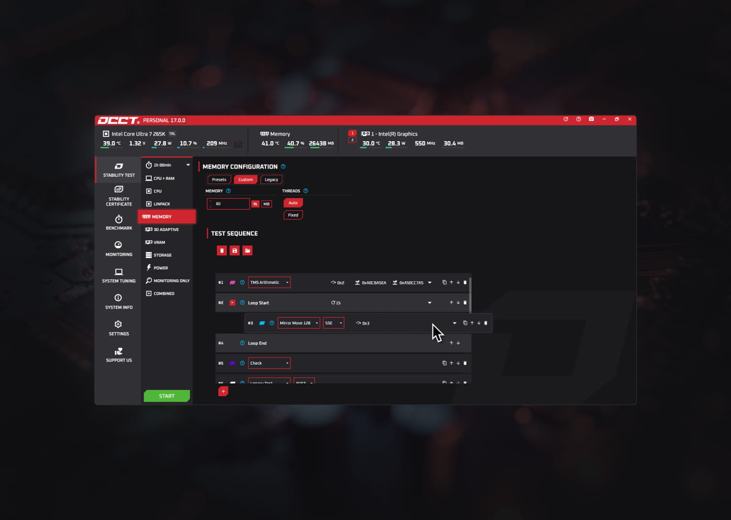 OCCT v17 Stable Now Available: New Memory Test Presets, Launcher and optimizations