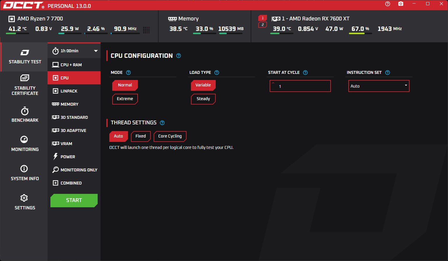 OCCT interface