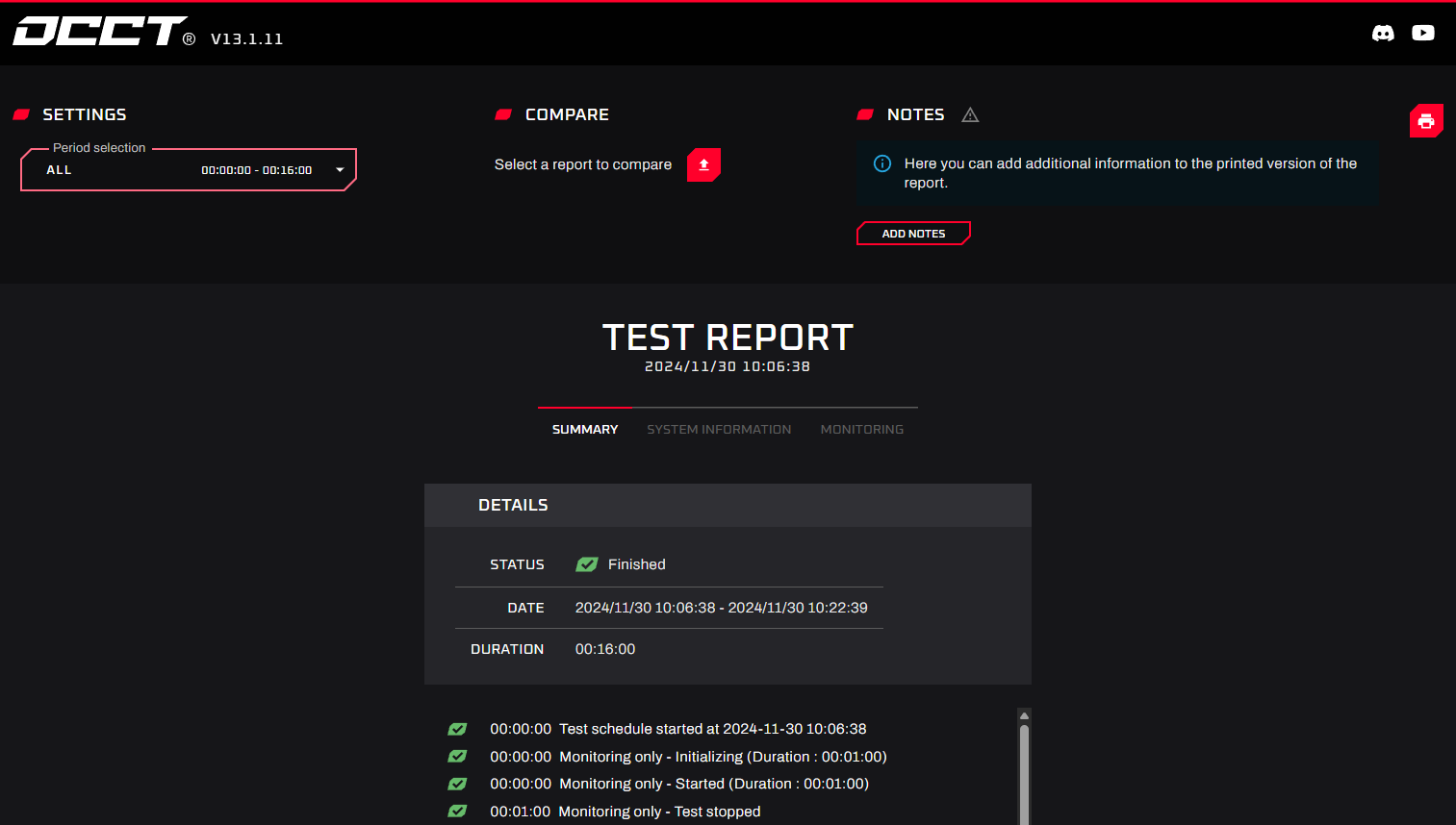 OCCT Test Report